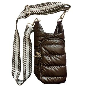 Wanderfull Shiny Hydrobag with Patterned Strap - Chocolate Brown